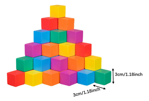 Cubos De Madera Sólidos De Colores, Juguete 3 Cm 50 Piezas
