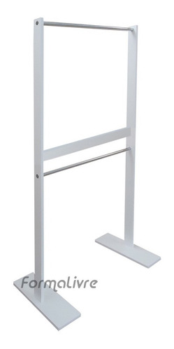 Cabideiro Piso Chão Arara Camiseiro Desmontável Duplo Branco