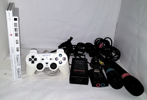 Playstation 2 Ps2 Blanco Ceramic White Sing Star Bundle 