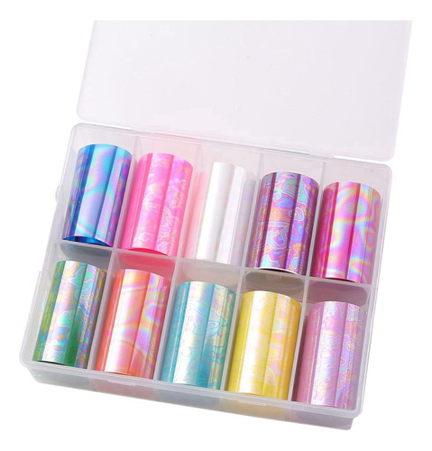 Lámina De Transferencia Láser De Uñas Aurora, 10 Rollos, Hol