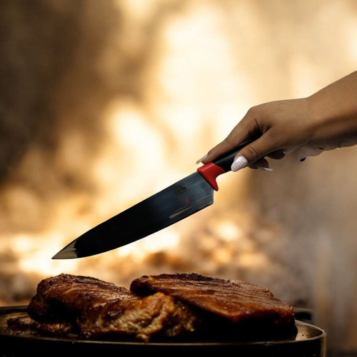 Set De 3pzs Cuchillo Para Cocina Carne Chef Kit Profesional Negro
