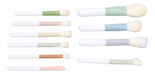Juego De Brochas De Maquillaje Portátil, 10 Piezas, Minibroc