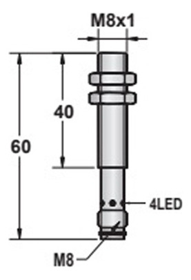 Sensor Capacitivo 8 Mm Pnp N.a. Sn = 2 Mm Conector M8