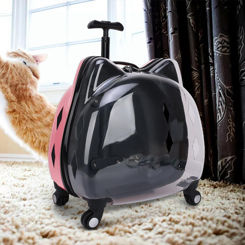Mochila Con Ruedas Para Perros Y Gatos, Cápsula Rosa