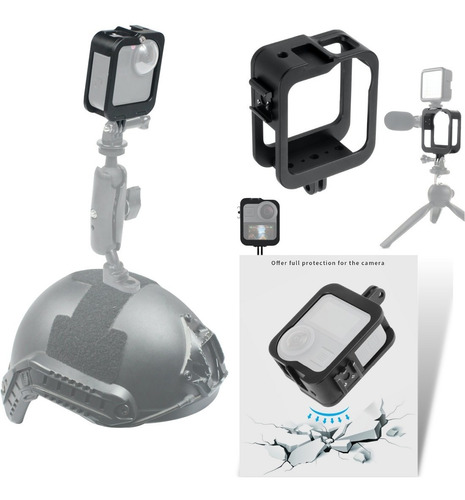 Jaula Para Gopro Max Acero Con Dos Soportes Para Zapata Fría