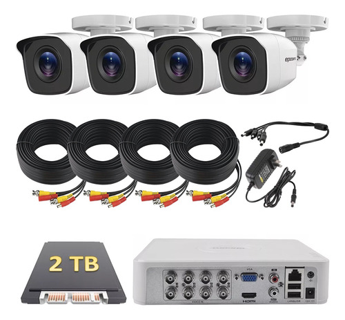 Kit Circuito Cerrado Dvr 8 Canales 4 Cámaras 720p Disco 2 Tb