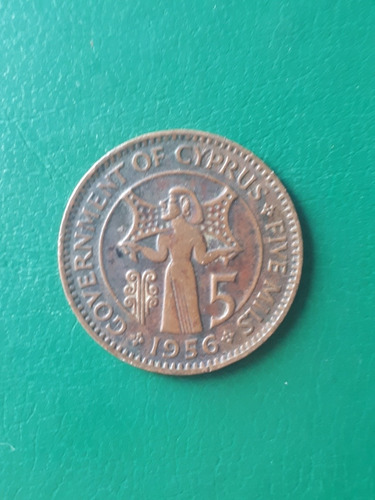 Moneda Chipre 1956 5 Mils Estado Muy Bueno 