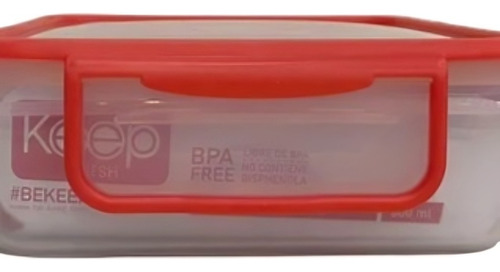 Hermetico Pp 600ml Cuadrado Color Rojo