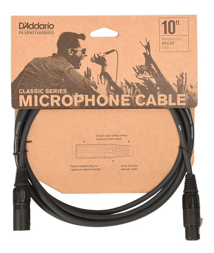 Imagen 1 de 1 de Cable Xlr Canon 3 Metros Microfono Daddario Pw-cmic-10