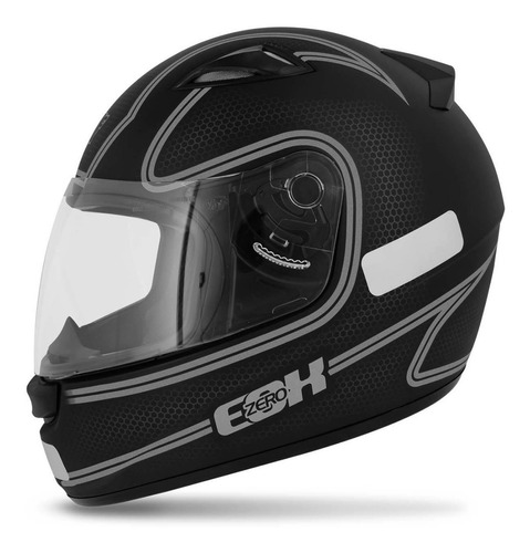 Capacete Ebf Fechado E0x Titanium Preto Fosco E Prata 