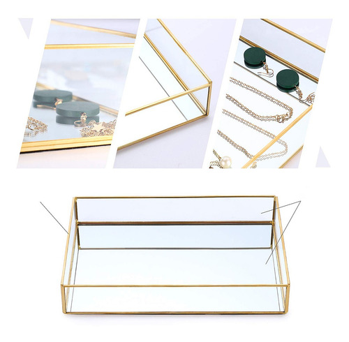 Imagen 6 de 10 de Set X2 Bandejas De Metal Para Organizar Maquillaje Joyas
