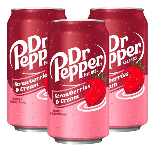 Refrigerante Dr Pepper Strawberries & Cream 3 Latas 355ml