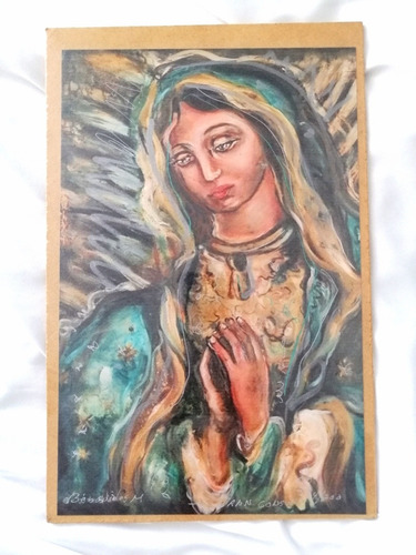 Litografía Con Realzado De La Virgen De Guadalupe