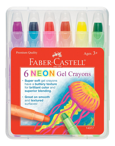 Juego De Crayones De Gel De Neón Faber-castell, 6 Crayones D