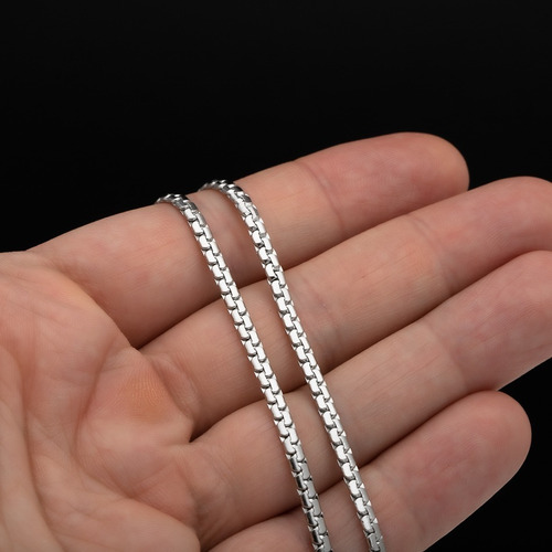 Corrente Cordão Masculino Aço Inox J-1176 Pingente Bússola Cor Prateado