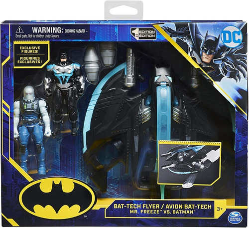 Dc Bat-tech Flyer Y Figuras De Acción De Mr. Freeze Y Batman