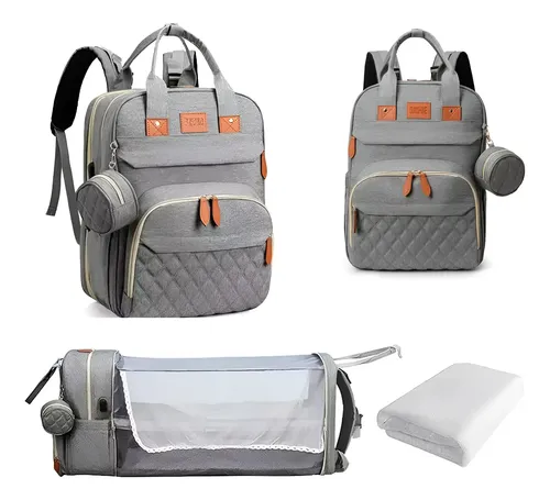 Mochila Bolso Maternal Calidad Premium Cuna Cambiador 3 En 1