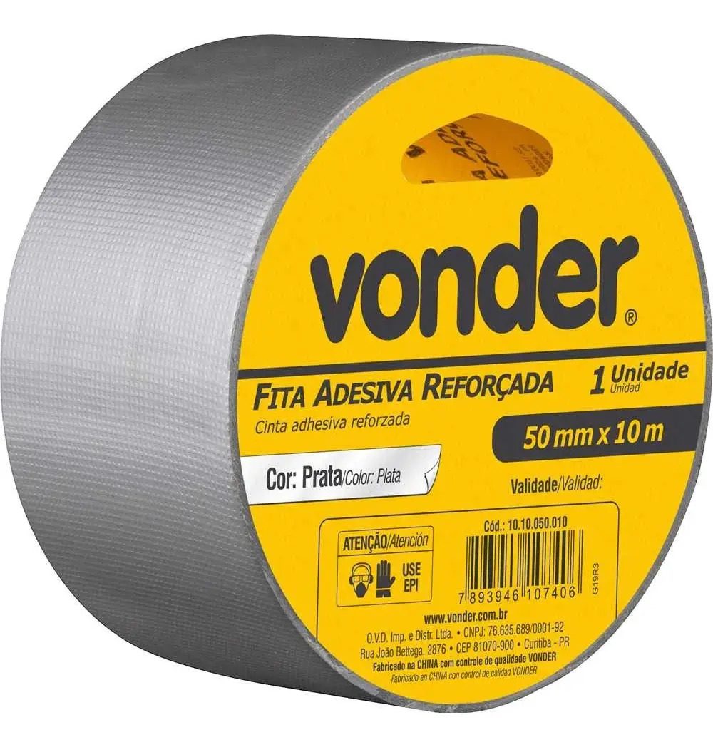 Fita Adesiva Reforçada 50mm x 10m Prata Vonder