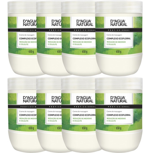 8 Creme Massagem Anticelulite Ecofloral 650g D'agua Natural