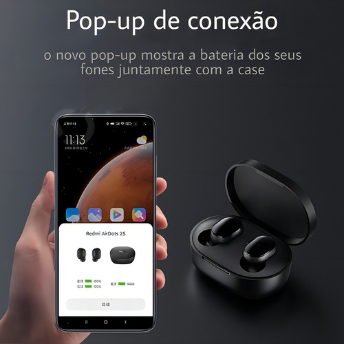 Fone De Ouvido Sem Fio Bluetooth Xiaomi Redmi Airdots 2s Br Cor Preto Preto