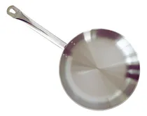 Comprar Sartén 26cm Profesional De Acero Inoxidable 304, Calibre 18\u002F10 Grado Alimenticio, Triple Fondo Apto Para Estufas De Inducción, Uso Industrial Profesional, 26cm Diam X 4.7cm Alto. Acabado Cepillado