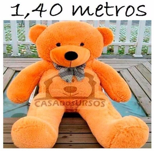 Urso Gigante Cheio Caramelo Bege De Pelucia 1,4 Mts 140cm