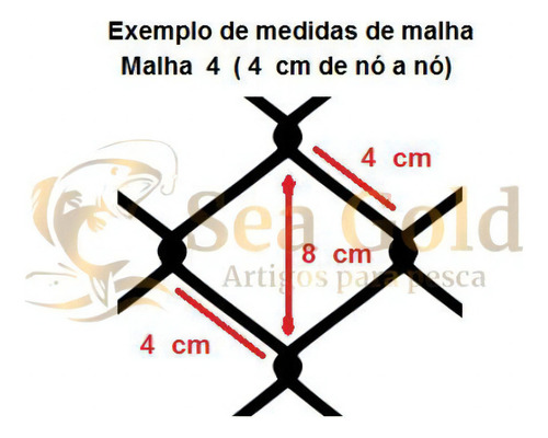 Rede Para Pesca Cascudo Malha 4 4cm Entre Nós Fio 0.35 30mts