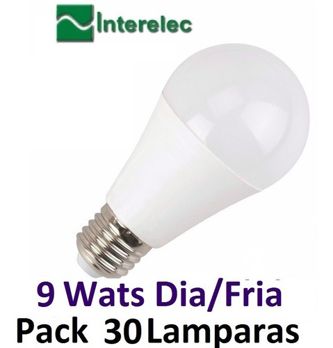 Lampara Foco Led 9w Luz Dia Interelec Pack X30u. Ahorro Flex