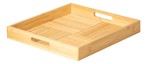 Bandeja Quadrada De Bambu C/ Alca 37,5x37,5x5 Cm