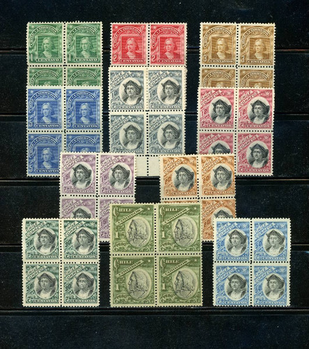 Sellos Postales De Chile. Colón. Serie Peso Bronce, 1904-09.