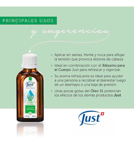 Imagen 8 de 9 de Aceite Oleo 31 De 50ml Just Producto Original Y Sellado