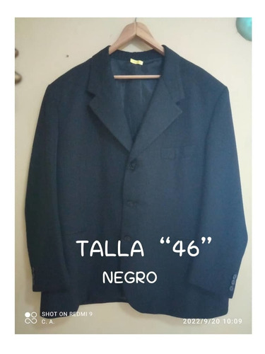 Saco Paltó Caballero Talla 46 Negro