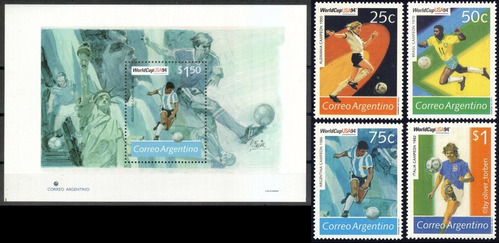 1994 Mundial De Fútbol Usa - Argentina (sellos+bloque) Mint