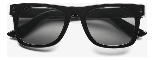 Anteojos Sol B+d Square Xl Protección Uv 400 Shiny Black Lente Negro Varilla Negro Armazón Negro Diseño Oversize