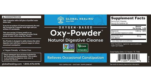 Oxy-powder Limpiador De Colon Global Healing 60 Cápsulas