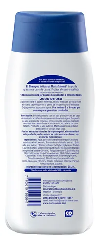 Shampoo Maria Salome Anticaspa Sin Sal 200 Ml