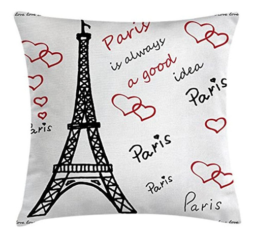 Ambesonne Torre Eiffel Throw Pillow Cojín, Eiffel Tower Pari