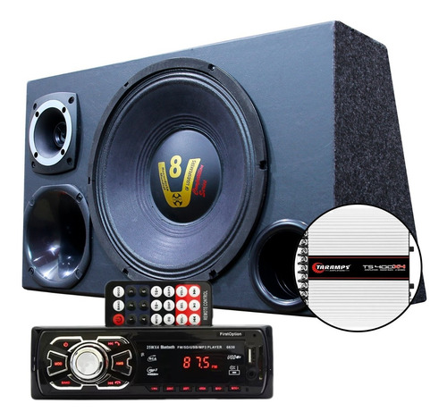 Caixa Trio Som Woofer Radio Bluetooth Usb Modulo Taramps