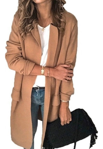 Mujer Casual Color Sólido Manga Larga Falso Bolsillo Blazer