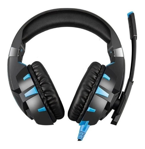 Fone de ouvido over-ear gamer Onikuma K2 Pro K2A preto e azul com luz LED