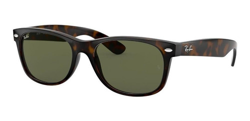 Imagen 1 de 2 de Anteojos de sol Ray-Ban New Wayfarer Classic Small con marco de nailon color polished tortoise, lente green de cristal clásica, varilla polished tortoise de nailon - RB2132