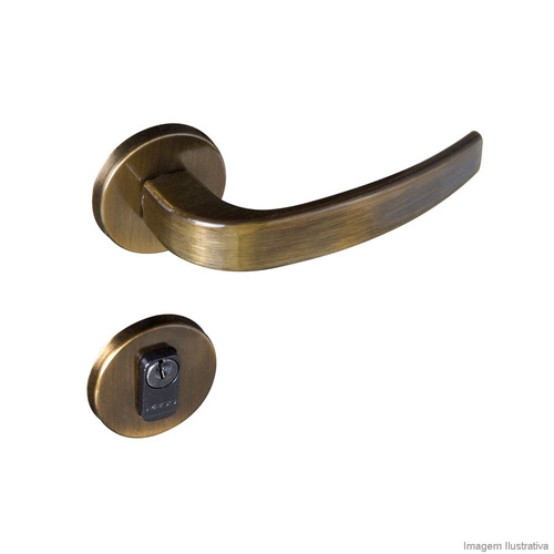 Fechadura Externa De Aço Zamac Vic 930-80 Com Roseta Redonda Bronze Oxidada Pado Pado