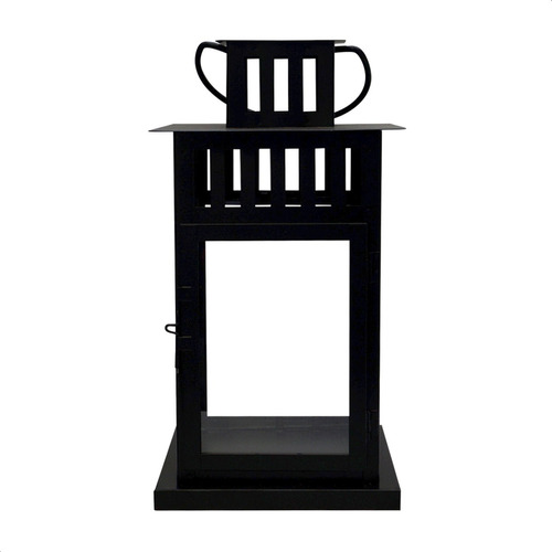 Farol Rectangular Metal Moderno Porta Vela 28cm Fanal Deco