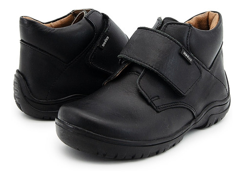 Calzado Bota Niño Escolar Piel Negro Plantilla Arco 18-26