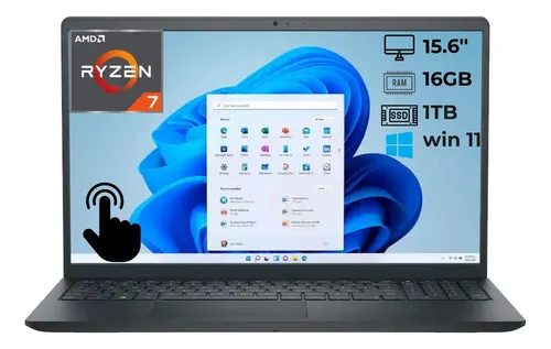 Notebook sensível ao toque Dell Inspiron 15.6 Ryzen 7 7730u de 16