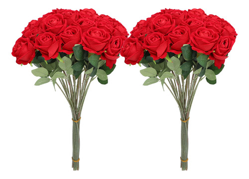 Rosas Artificiales De Tallo Largo Con Aspecto Real, 50 Unida