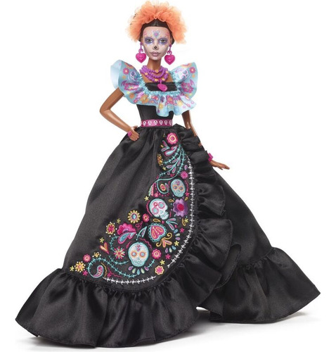 Muñeca Barbie Día De Muertos 2024 Con Vestido Negro