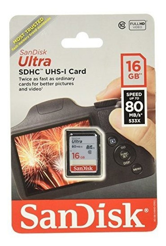 Sandisk Ultra Sdhc 16 Gb 80 Mbs C10 Tarjeta De Memoria Flash