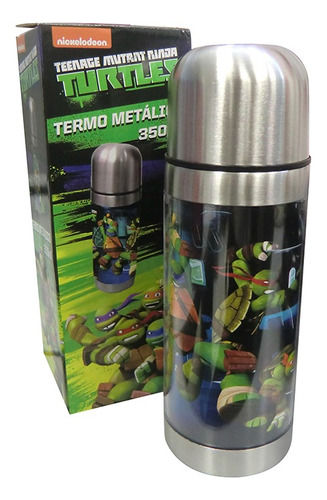 Termo De Metal Térmico 350 Ml Tortugas Ninja Color Verde