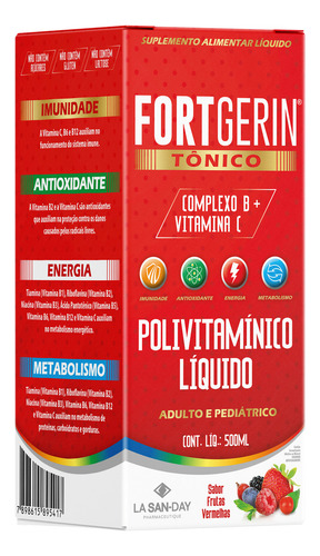 Suplemento La San Day Fortgerin Tônico 500ml Sabor Frutas Vermelhas